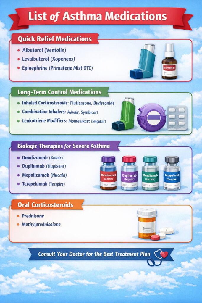 list of the asthma medications